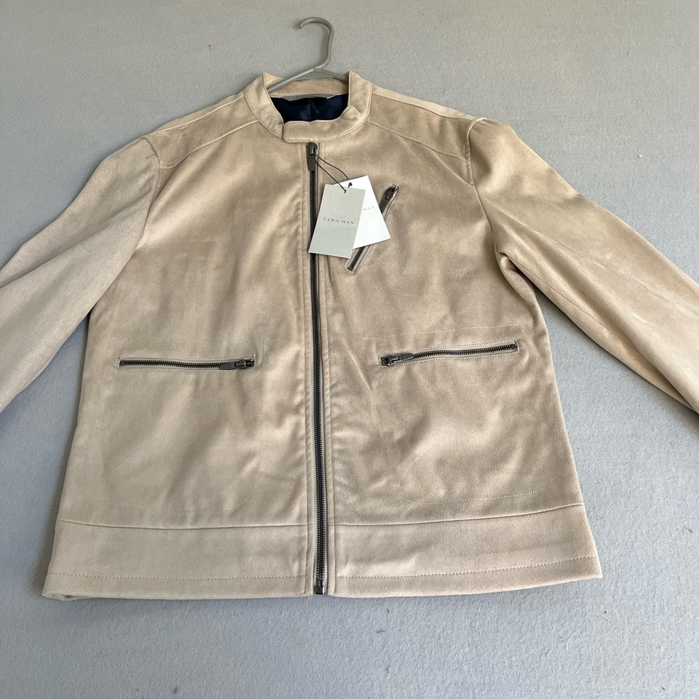 Zara Tan Jacket with Black Accents